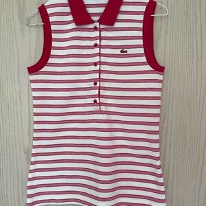 Lacoste Red and White Striped Sleeveless Top. Size XS.